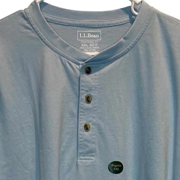 NEW L.L.Bean Men's XXL Surf Blue Long Sleeve Henley Shirt Traditional Fit - Picture 1 of 5